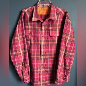 Orvis Red Plaid Flannel Shirt Men’s [Large] 100% Cotton Button Down Classic Fit